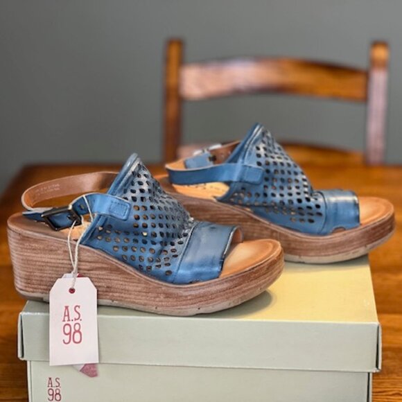 A.S.98 NORMIE Wedge Sandal, Blue, Size 40 EU (NWT) - Picture 3 of 9
